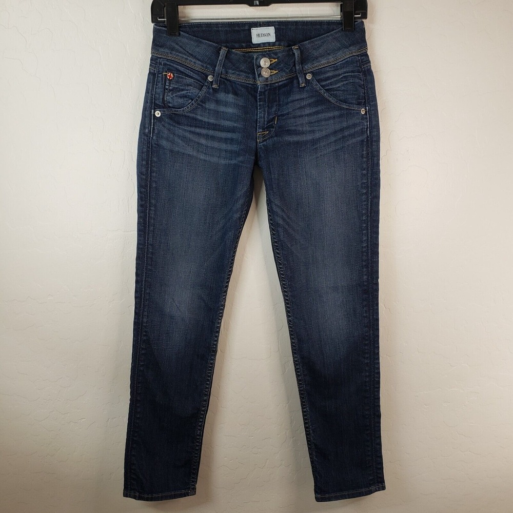 Hudson Jeans Women's Size 25 Collin Skinny Stretch Flap Denim Dark Wash 25x26
